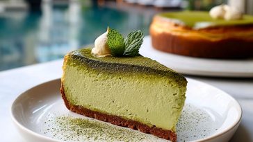Baked Vanilla Matcha Cheesecake