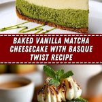 Baked Vanilla Matcha Cheesecake with Basque Twist
