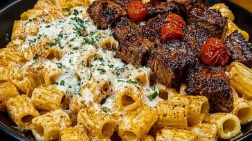 Cajun Steak Cheesy Rigatoni Parmesan
