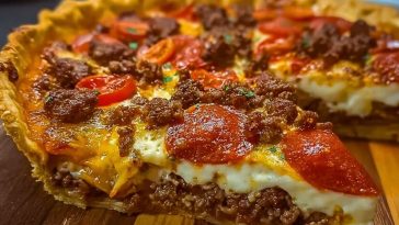 Deep Hamburger Sausage & Pepperoni Pie
