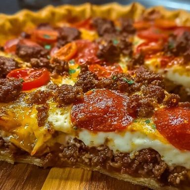 Deep Hamburger Sausage & Pepperoni Pie