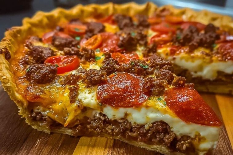 Deep Hamburger Sausage & Pepperoni Pie