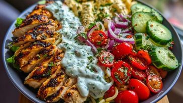 Grilled Chicken Greek Salad with Tzatziki