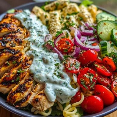 Grilled Chicken Greek Salad with Tzatziki