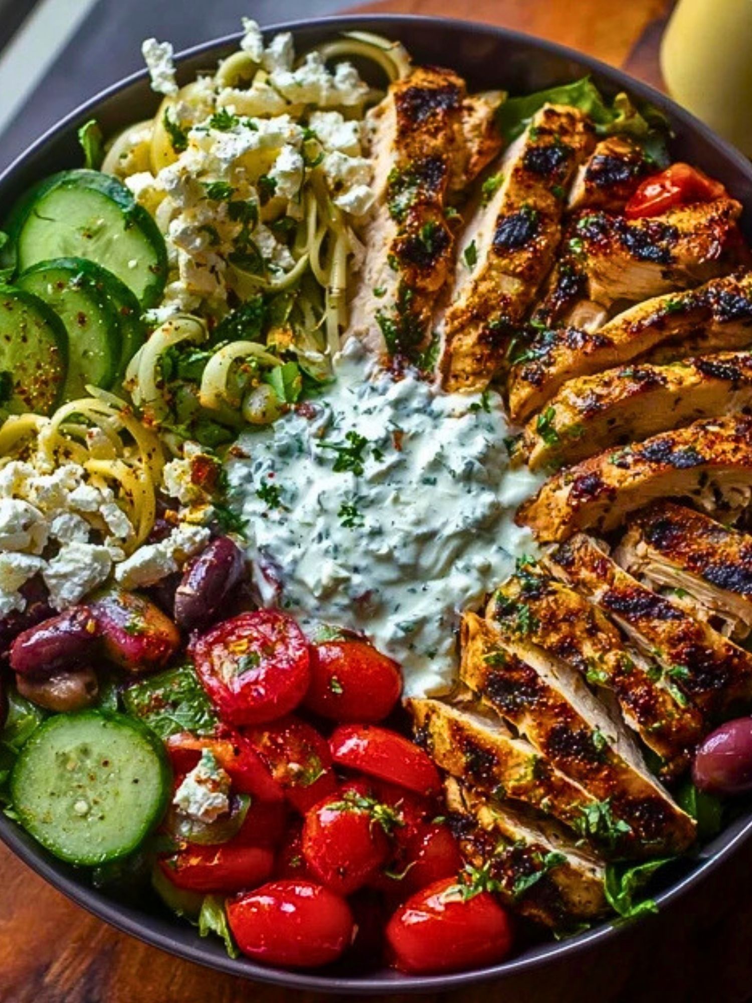 Grilled Chicken Greek Salad with Tzatziki