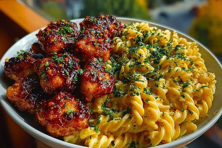 Ultimate Garlic Butter Chicken Bites Recipe with Spicy Cajun Alfredo Twisted Pasta