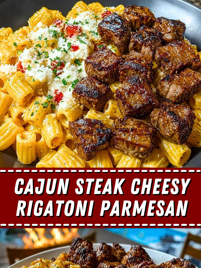 Cajun Steak Cheesy Rigatoni Parmesan