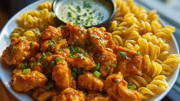 Buffalo Garlic Chicken Bites & Ranch Cajun Alfredo Twisted Pasta