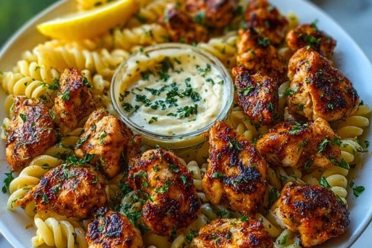 Cajun Chicken Bites with Creamy Garlic Herb Alfredo Twists 1