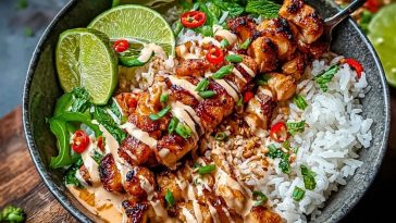 Chili Chicken Bowl with Coconut Lime Drizzle 1