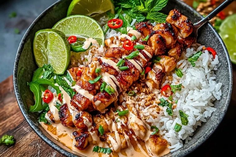 Chili Chicken Bowl with Coconut Lime Drizzle 1