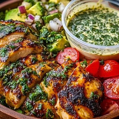 Chimichurri Grilled Chicken Bowl with Garlic Sauce