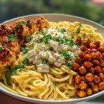 Creamy Cajun Chicken Pasta with Whipped Roasted Garlic Feta & Crispy Chickpeas