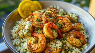 Creamy Garlic Butter Shrimp Bowl with Herb Rice