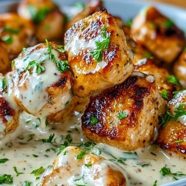 Creamy Garlic Sauce with Grilled Chicken Bites