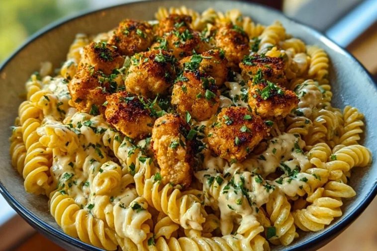 Creamy Jalapeño Garlic Chicken Bites with Twisted Cheddar Cajun Pasta