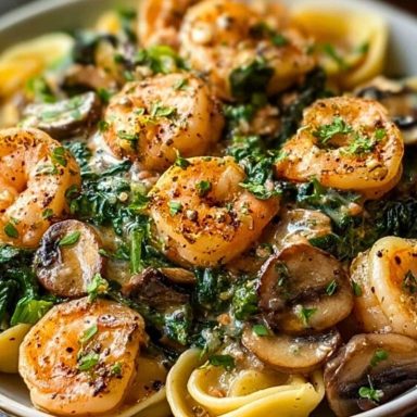 Creamy Spinach Mushroom Shrimp Shells