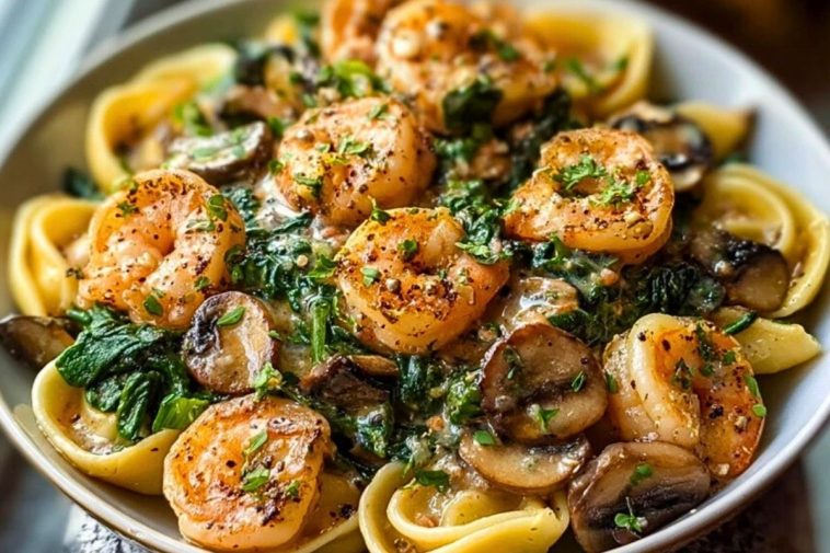 Creamy Spinach Mushroom Shrimp Shells