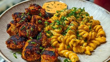 Crispy Chicken Bites & Blackened Cajun Alfredo with Roasted Corn Twists