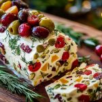 Festive Holiday Antipasto Cream Cheese Log