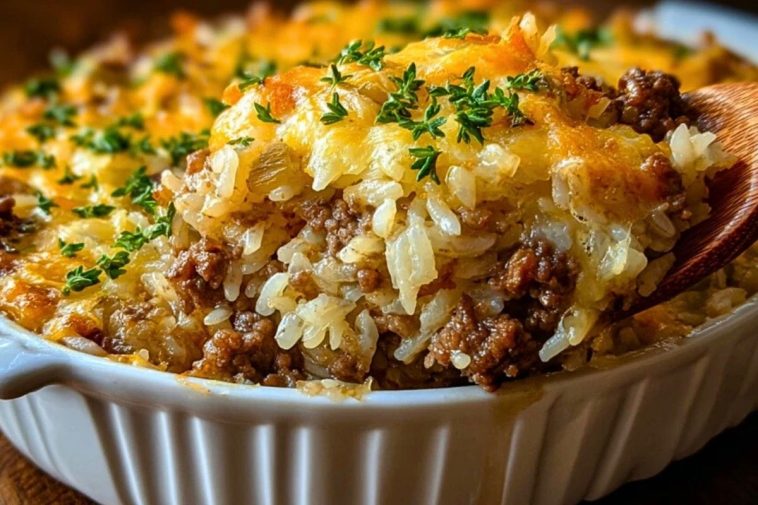 French Onion Ground Beef and Rice Casserole 1