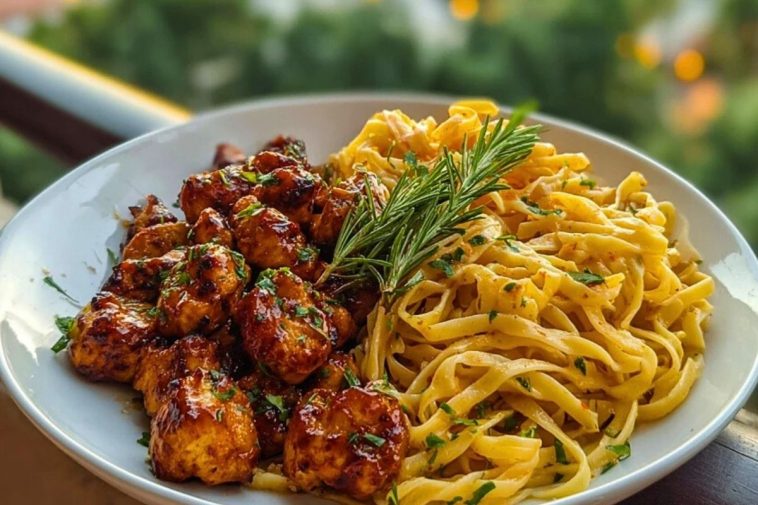 Garlic Butter Chicken Bites & Spicy Cajun Alfredo Twisted Pasta 1