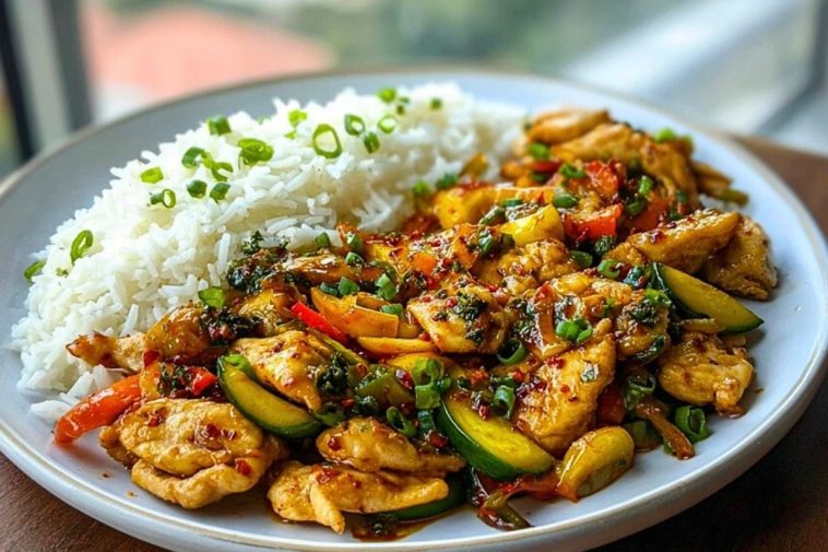 Garlic Chicken Stir-Fry with Rice