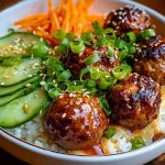 Korean BBQ Meatball Rice Bowls 1