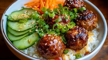 Korean BBQ Meatball Rice Bowls 1