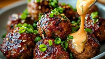 Korean BBQ Meatballs with Spicy Mayo Dip
