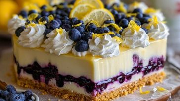 No-Bake Lemon dazzling Blueberry cream Cake
