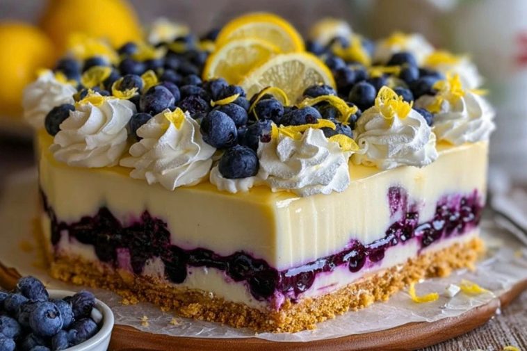 No-Bake Lemon dazzling Blueberry cream Cake