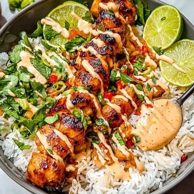 Sweet Chili Chicken Bowl with Coconut Lime Drizzle
