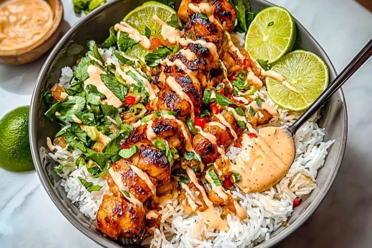 Sweet Chili Chicken Bowl with Coconut Lime Drizzle