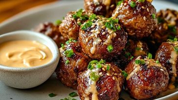 The Best Korean BBQ Meatballs with Spicy Mayo Dip