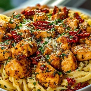 Tuscan Garlic Chicken Bites & Sun-Dried Tomato Cajun Alfredo Pasta