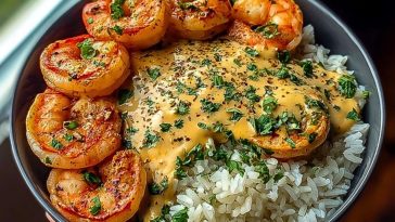 Ultimate Creamy Garlic Butter Shrimp Bowl Recipe with Herb Rice 1