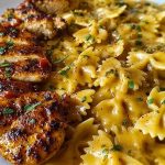 Bowtie Pasta with Creamy Cajun Chicken and Mozzarella Cheese Sauce