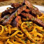 Cajun Garlic Butter Linguine with Tender Beef Strips