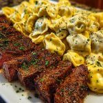Cajun Garlic Butter Steak with Cheesy Alfredo Tortellini