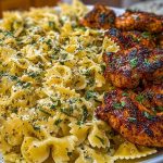 Cheesy Bowtie Pasta with Garlic Parmesan Chicken