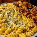 Cheesy Velveeta Chicken Twisted Pasta with Mozzarella Garlic Sauce