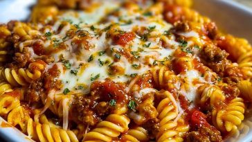 Cheesy Velveeta Rotini with Italian Beef Marinara