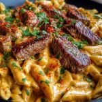 Creamy Cajun Butter Tender Steak Pasta Skillet