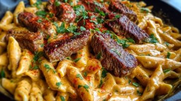 Creamy Cajun Butter Tender Steak Pasta Skillet