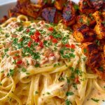Creamy Cajun Chicken Linguine with Spicy Garlic Cheese Sauce