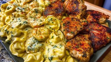 Creamy Cajun Chicken Tortellini in Velveeta Garlic Cheese Sauce