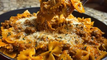 Creamy Velveeta Bowtie Pasta with Italian Beef Marinara