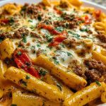 Creamy Velveeta Penne Pasta with Cajun Beef Alfredo Sauce