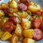 Fried Potatoes with Onions and Smoked Polish Sausage